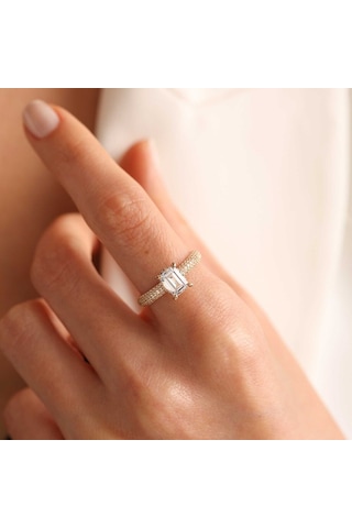 Altın Tektaş Baget Yüzük T12553 Renkli