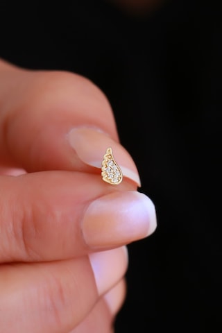 14 Ayar Altın Taşlı Kanat Tragus Piercing Sarı