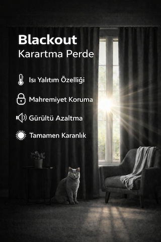 Camel Blackout Işık Geçirmez Termal Karartma Güneşlik Perde En X Boy