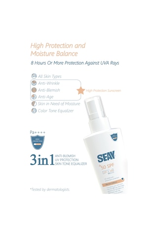 Seay SPF50+ Yüksek Korumalı Leke Karşıtı ve Cilt Tonu Eşitleyici Güneş Kremi Su Bazlı 125 ML