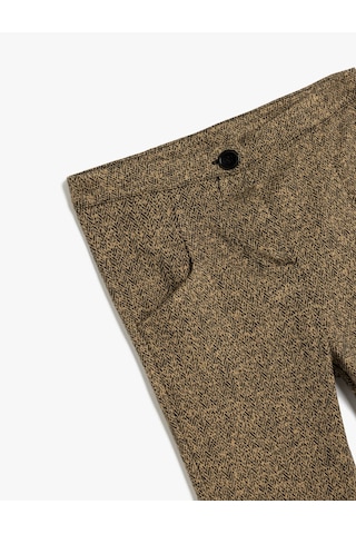 Koton Pantolon Slim Fit Beli Lastikli Cepli Viskon Karışımlı Kahverengi Desenli 5wkg40254ak Kahverengi Desenli Kahverengi