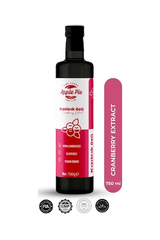Applepiefoods Kızılcık Özü Doğal Koruyucusuz 700 Gr Analizli , Soğuk Sıkım , Cranberry Extract