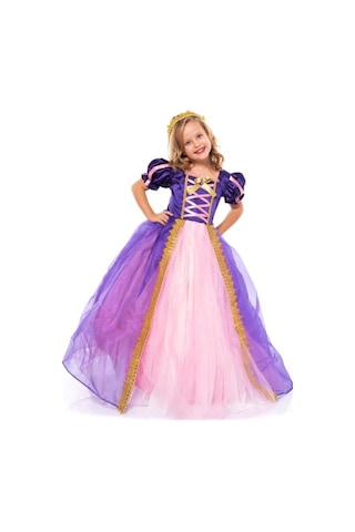 Patiska Nostalji Rapunzel Kostümü Pembe-mor