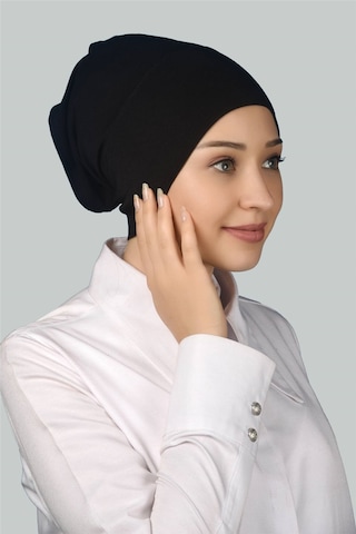 Altobeh Hazır Pratik Geçmeli Uzun Boru Tesettür Bonesi - Siyah
