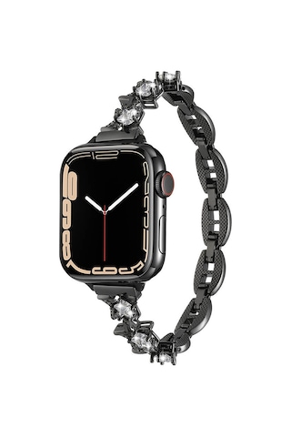 Apple Uyumlu Watch 42mm 44mm 45mm 49mm Kordon Metal Yıldız Taşlı Kolay Kısaltılabilen Band 104