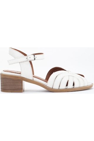Analin Shoes Kadın Hakiki Deri Bilekten Bağlı Sandalet - Kahve Krem