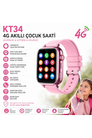 Roxiva KT34 1.78" Sim Kartlı 4G Android Çocuk Akıllı Saati (İthalatçı Garantili)