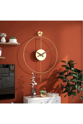 MetaQuartz Aksesuar (Orta Boy-38*58 cm)-Gold Tiktok -ceviz 18 Akrep Yelkovan , Modern Gold