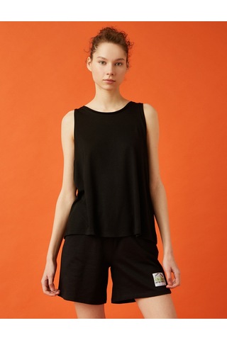 Koton Çizgili Atlet Basic Halter Yaka Tanktop Siyah 1yal38234ık