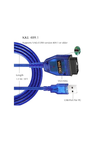 Hannah Kkl Vag-com For 409.1 Vw Grubu Araç Tespit Teşhis Cihazı Usb Kablo Tarayıcı