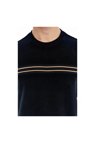 AR-MA Arma Erkek Regular Fit Selanik Kumaş Çizgi Baskılı Bisiklet Yaka Kazak %65 Pamuk %35 Polyester K30124697702 Lacivert