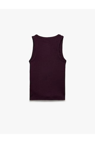 Koton Slim Fit Pamuklu Kolsuz U Yaka Fitilli Atlet Mürdüm 7wak10004ek Mor