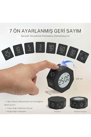 Npo Npt22cs Alarmlı G-sensör Otomatik Zamanlayıcılı Küp Kronometre Pomodoro Motivasyon Saati