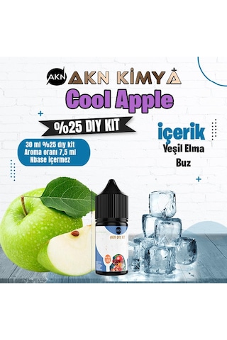 Cool Apple Yoğun Dıy Kit Yeşil Elma Buz Gıda Aroması %25 Oranda Aroma İçerir Hazır Değildir 30 Ml