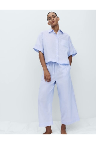 Marks & Spencer Pamuklu Pijama Üstü T37003740T Mavi