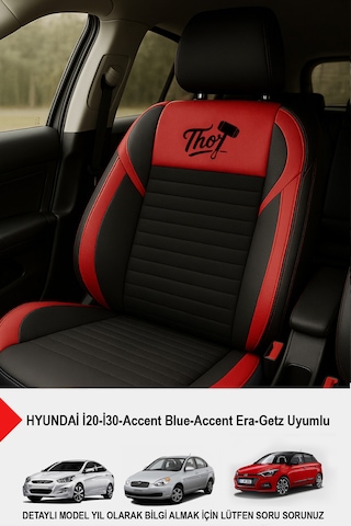 Thor Tay Tüyü Oto Koltuk Kılıfı Hyundai İ20-i30-accent-blue-era-getz Uyumlu Kırmızı