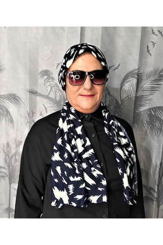 Blue Trend Desenli Dubai Dış Bone Şal 46