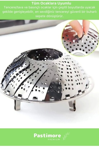 Özel Üretim Yüksek Kaliteli Ayarlanabilir Katlanabilir Paslanmaz Çelik Buharda Pişirme Sepeti