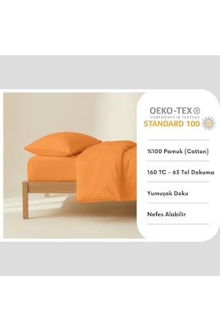 Prime Sleeks %100 Pamuk Yastık Kılıfı 2 Adet - Turuncu - 50x70cm Turuncu