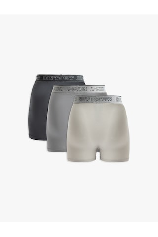 Koton Baskılı Bel Detaylı Pamuklu 3'lü Boxer Seti Gri 5slm90056mk Gri