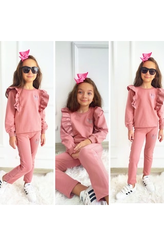 Boutiguestyles Kız Çocuk Deri Fırfır Detay Alt Üst Takım (509894207)