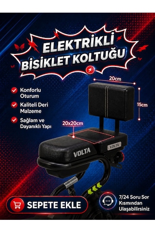 Volta Vsm Sırt Daymalı Arka Deri Koltuk, Elektrikli Bisiklet Deri Koltuk, Motosiklet Deri Koltuk, Arka Sele Çocuk Deri Koltuk Seti Siyah
