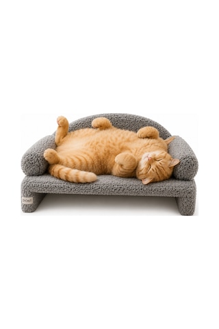 Reyo Pet Peluş Kedi Koltuğu Kedi Kanepesi Kedi Yatağı Evcil Hayvan Dinlenme Koltuğu Rahat Kedi Sofa Yatağı 45 x 33 x 25 CM Gri