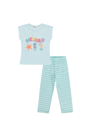 Civil Girls Mermaid Baskılı 10-13 Yaş Pijama Takımı - Yeşil Açık Mint