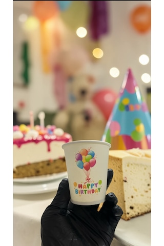 Balon Parti Doğumgünü Etkinlik Temalı Tek Kullanımlık 7 Oz 100 Adet Karton Bardak