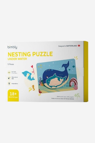 Bimbly Ahşap Deniz Temalı Puzzle 5 Parça Eğitici Ve Ekolojik Oyuncak 18 Ay+ Eğitici Oyuncaklar