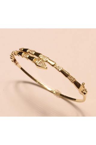 14 Ayar Altın Yılan Model Kelepçe Bilezik Sarı Altın