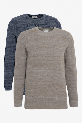 Erkek Bronz-lacı 2'li Paket Pamuklu Standart Fit Normal Kesim Bisiklet Yaka Triko Kazak Bronz-lacı