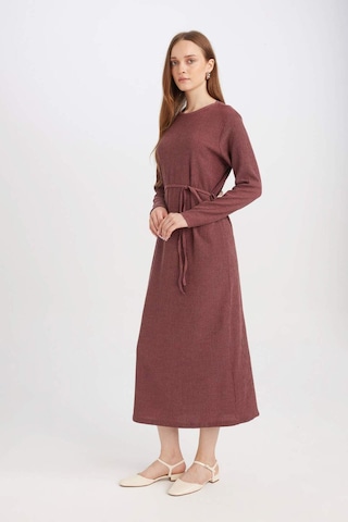 DeFacto Regular Fit Bürümcük Uzun Kollu Midi Elbise D5024AX24AUBR467 Bordo