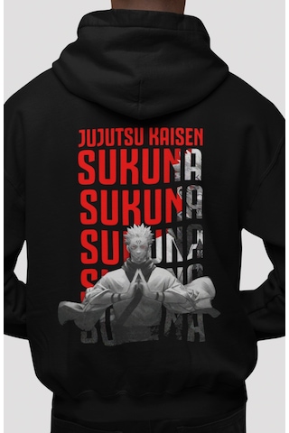 Sevbano Jujutsu Kaisen Ryomen Sukuna Anime Sırt Baskılı Unisex Oversize P Siyah