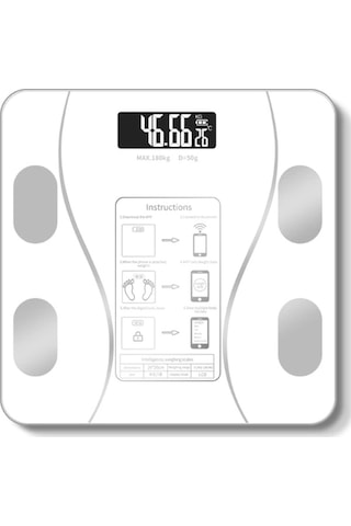 Beyaz Renk Bluetooth Özellikli Akıllı Tartı Çok Renkli