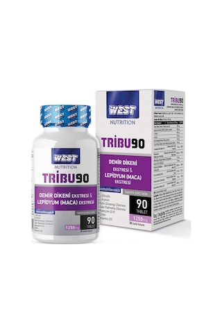 West Nutrition Tribu90 Demir Dikeni & Lepidyum 1250 Mg. 90 Tablet-Tribulus Pillbox Hap Kutusu