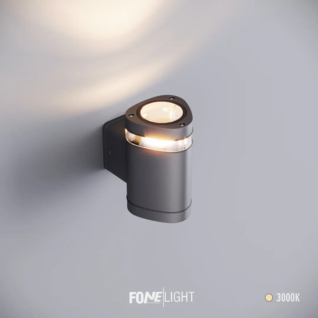 Fonelight Gala Mono Camlı Alüminyum Tek Yönlü Duvar Aydınlatma Aplik Antrasit