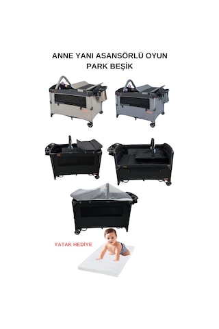 Yeni Doğan Bebek Çeyiz Seti Kabin Boy Bebek Arabası Puset Park Beşik Salıncak Yürüteç Oyun Halısı... Siyah