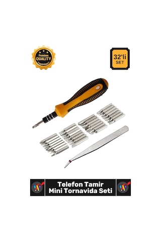 Tornavida Premium Hassas Elektronik Laptop Hobi Onarım 32 Parça Telefon Tamir Mini Tornavida Seti Çok Renkli