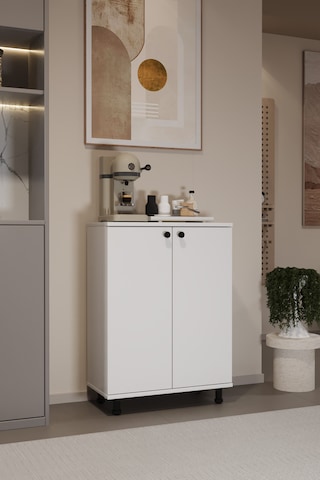 Miora Modern Çok Amaçlı Ayaklı Dolap 2 Kapaklı Raflı Mutfak Banyo Balkon Ayakkabılık Dolabı Beyaz