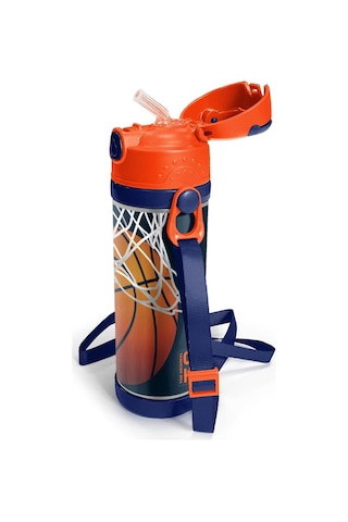 Coral High Kids Lacivert Turuncu Basketbol Desenli Pipetli Çelik Termos 500 Ml 11927