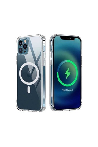 Apple Uyumlu iPhone 12 Pro Max Kılıf Zore Tacsafe Wireless Kılıf Renksiz