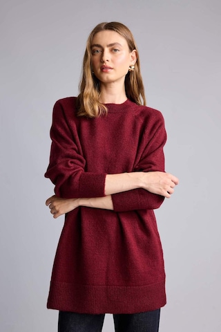 Defacto Relax Fıt Basıc Triko Kazak Tunik H6186ax26wnbr33 Bordo-br33