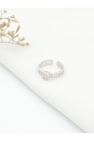Brezza Lusso Jewelry Zirkon Taşlı Eklem Gümüş Yüzük Gümüş
