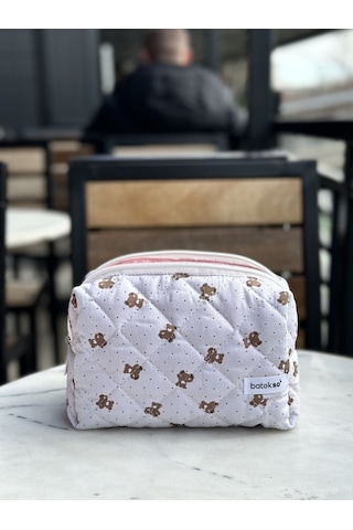 Batekso Mini Ayıcık Desenli Makyaj Çantası Büyük Boy