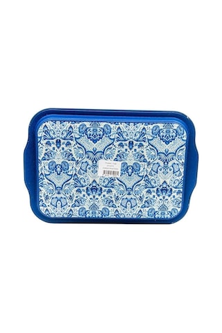 Evle-azulejos Desenli Metal Tepsi - Çay Kahve Tepsisi - Sunum Tepsisi 21 Cm X 31 Cm Azulejos Sweet Sku: Smg8690010550309 Açık Mavi