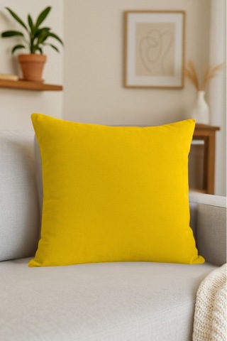 Luna Serisi Kadife Dokulu Kırlent Kılıfı 45 X 45 Cm - Koyu Sarı