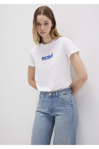 Mavi - Mavi Kedi Baskılı Beyaz Tişört 1613287-620 Beyaz