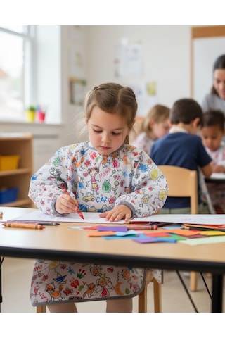 7-10 Yaş, Family , Sıvı Geçirmez, Uzun Kollu Çoçuk Boyama Önlüğü