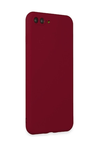Apple iPhone Uyumlu 7 Plus Kılıf First Silikon - Bordo Düz Renkli